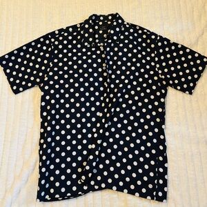 Black and White Polka Dot Casual Button Down Shirt by Countess Mara